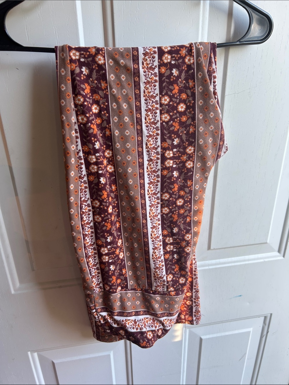 shosho Brown and Orange Wide Leg Pants - Floral Stripe